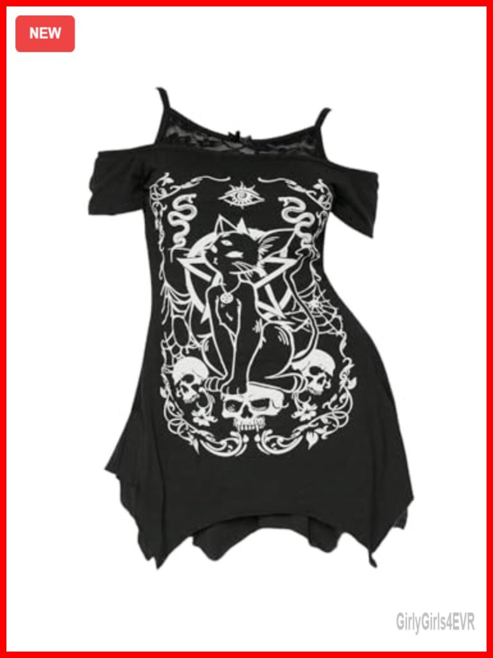 Women's Plus Size Gothic Cold Shoulder Graphic Tee Short Sleeve